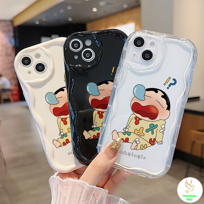 COD-ในไทย🔥เคสคู่รัก เครยอนชินจังน่ารัก นั่งบนพื้นนอนหลับ สําหรับiPhone7 8 X 11 12 13 14 15TPU เคสโทรศัพท์สีครีม Unisex
