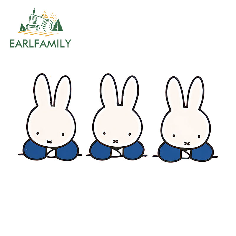 Earlfamily 13 ซม.การ์ตูนMini Miffyรถสติกเกอร์Creative Scratch-Proofสกู๊ตเตอร์กระเป๋าเดินทางรถจักรยานยนต์Decalอารมณ์ขันรถประตูProtector