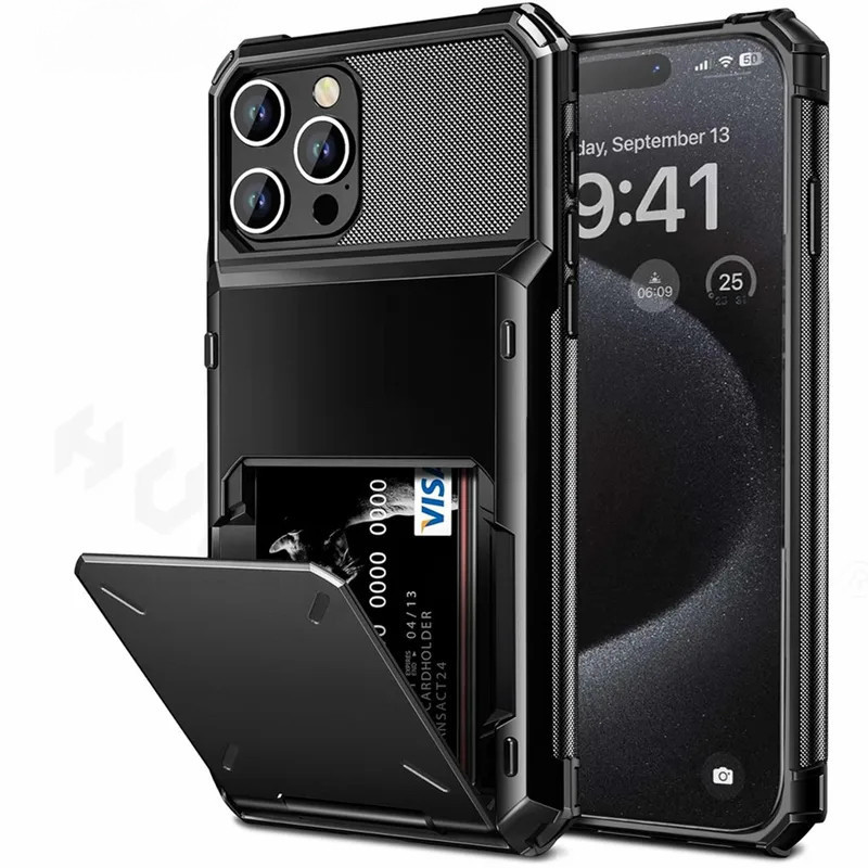 2 in 1 flip Wallet Card Holder ID SLOT เคสโทรศัพท์สำหรับ iPhone 16 15 14 13 12 11 Pro Max PLUS Heavy