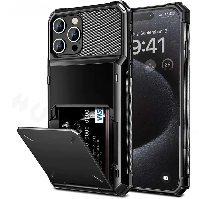 2 In 1 Flip Wallet Card Holder ID Slotเคสโทรศัพท์สําหรับiPhone 17 Pro Max16 15 14 13 12 11 Pro Max Plus Heavy Duty Drop Protection Hardปกหลัง