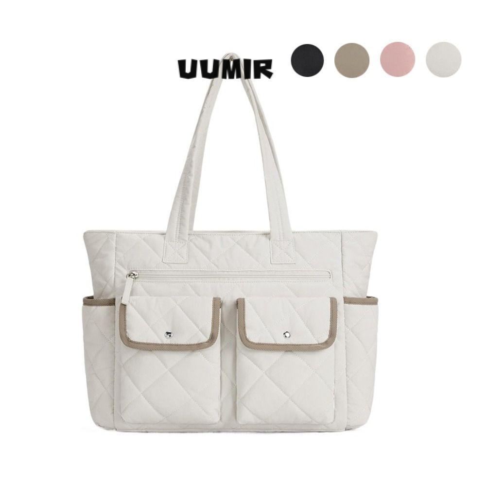 UUMIR กระเป๋าโท้ทกระเป๋าสะพายไหล่สีพื้นแฟชั่นกระเป๋าถือลําลองมัลติฟังก์ชั่นความจุขนาดใหญ่