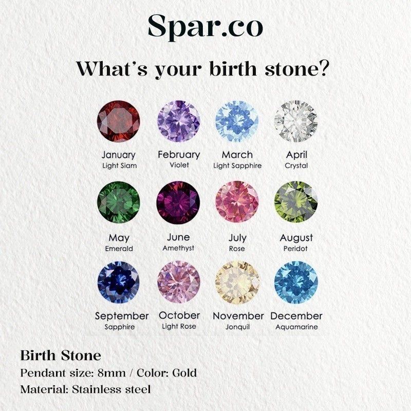 Spar.co จี้หินวันเกิดไทเทเนียม กันสนิม เครื่องประดับสำหรับผู้หญิง คุณภาพสูง SP-AAF1080
