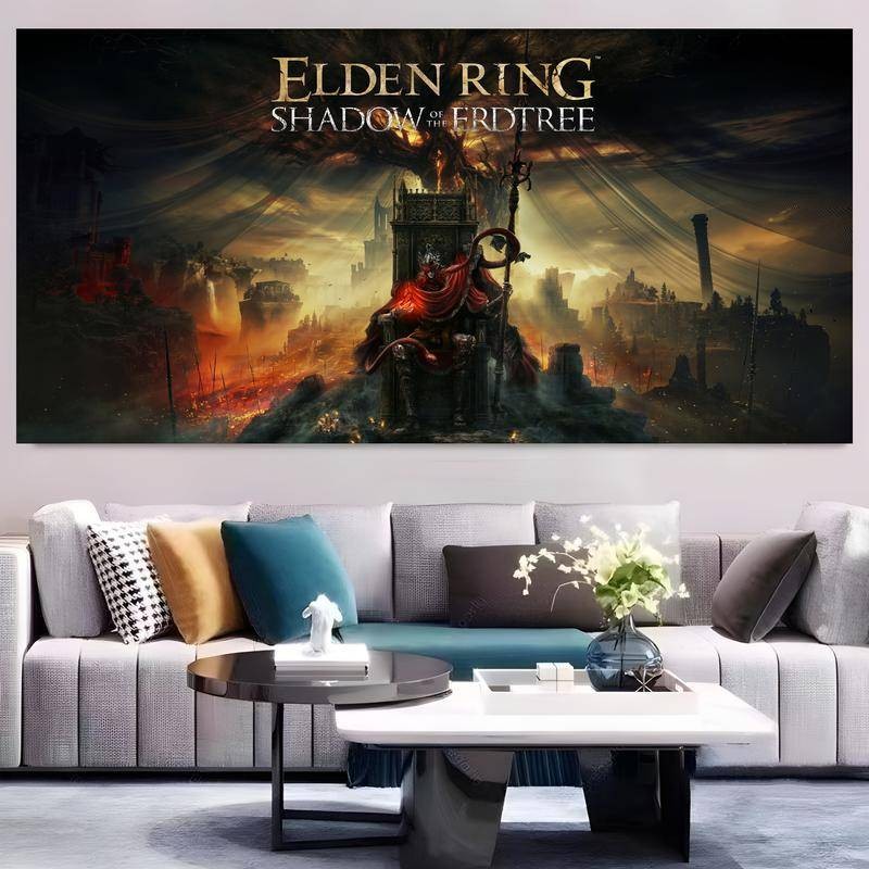 Souls Games Elden Ring Hanging, ไม่มีกรอบ - A Majestic Art Home Wall Decor โปสเตอร์ผ้าใบสําหรับ Fantasy Quest