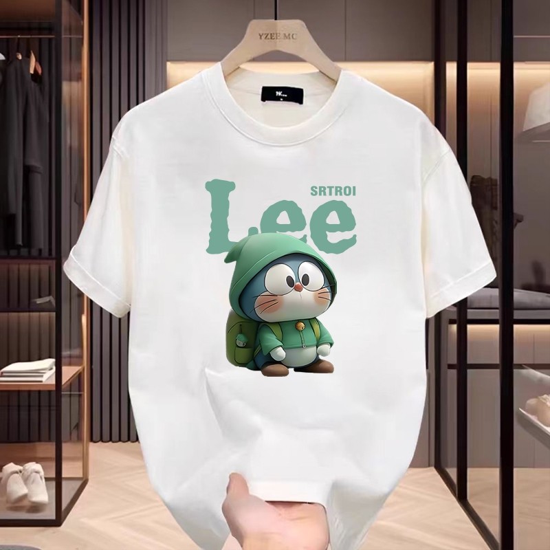 ใหม่สุดฮิต พร้อมส่ง เสื้อยืด ผ้าคอตตอน100% เกรดพรีเมียม คอกลม เสื้อน่ารัก สไตล์เกาหล เสื้อลายโดราเอมอน Doraemon LEE1