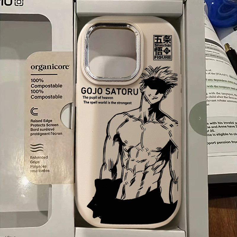 อะนิเมะหล่อ Abs Satoru Gojo เคสโทรศัพท์ใช้งานร่วมกับ IPhone 15 14 13 12 11 Pro X XR XS MAX Se2020 7/8 Plus หรูหราสวยงามคุณภาพสูงเคสโทรศัพท์