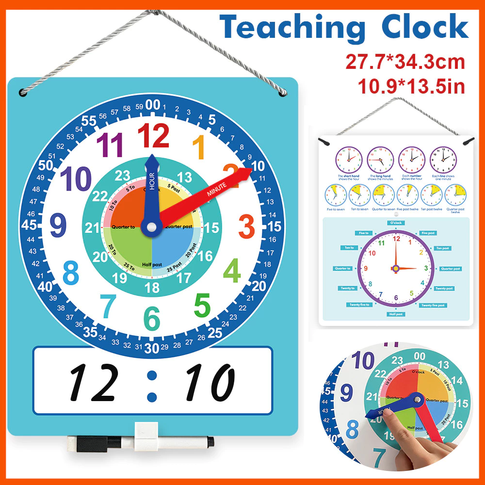 เครื่องมือสอนมัลติฟังก์ชั่น,นาฬิกาสาธิตการสอนแห้งขนาดใหญ่,Montessori ของเล่นปริศนาสำหรับเด็ก