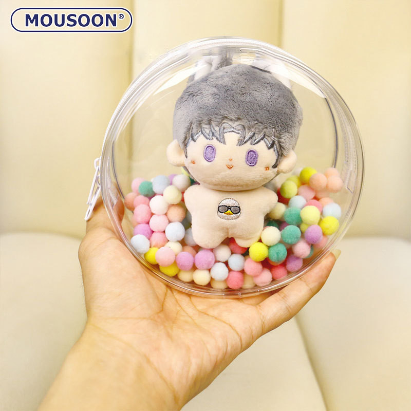 มูซูน กระเป๋าตุ๊กตาทรงกลมใส10ซม.ตุ๊กตาผ้าฝ้ายตุ๊กตาออกถุงเก็บเด็ก