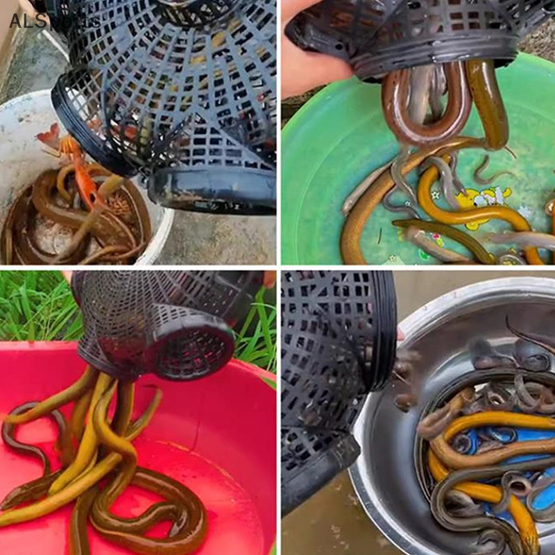 [ALSports] 6 หลุมจับ Loach Lobster กรงปลาไหลสีเหลืองผสมปลา Crayfish Catcher กรงตาข่ายตกปลากลางแจ้ง กรงดักกุ้งพลาสติก [th]