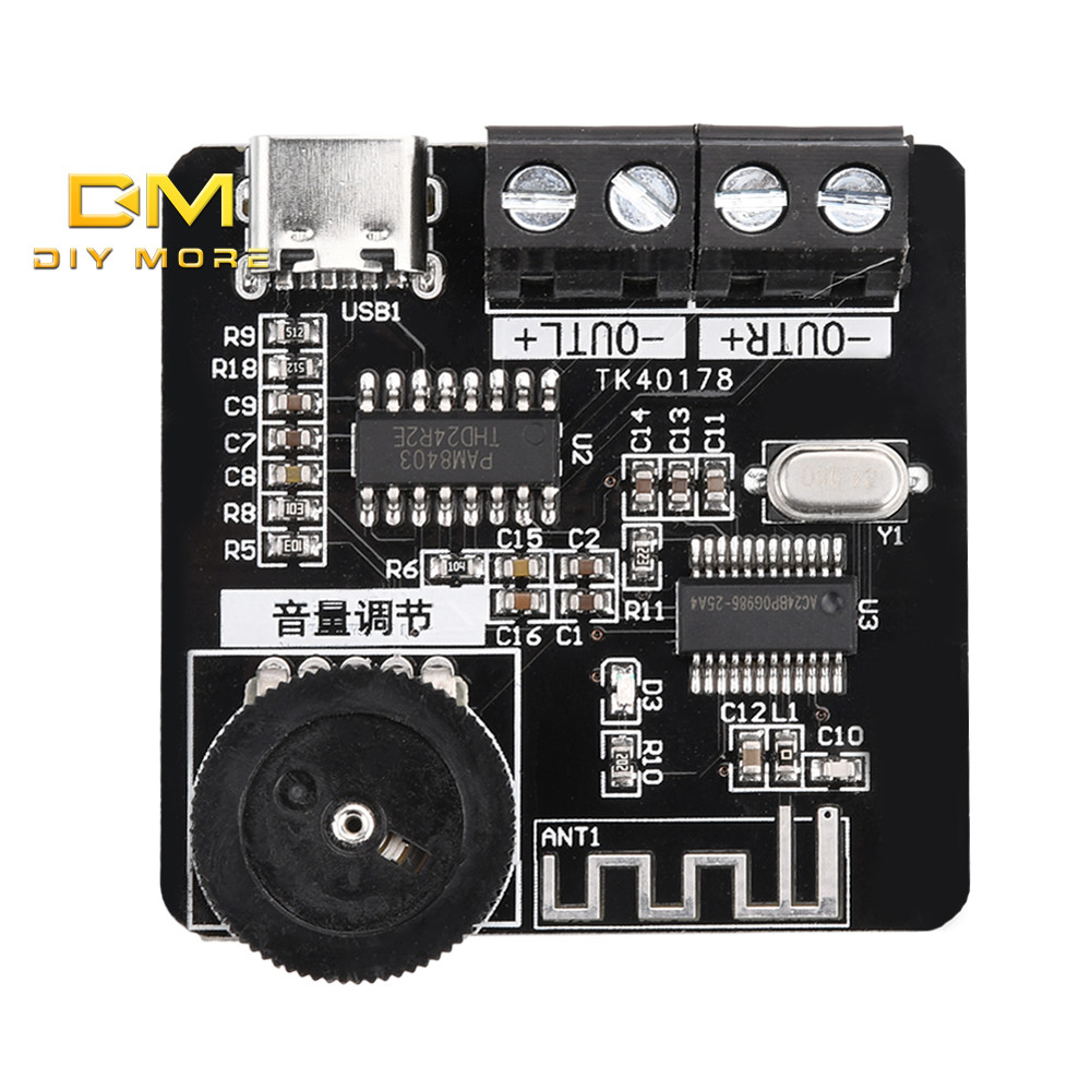 Diymore DC5V Micro Digital BT เครื่องขยายเสียง PAM8403 กรณีการปรับเปลี่ยนโมดูลเครื่องขยายเสียง TYPE-C แหล่งจ่ายไฟ 5 W + 5 W