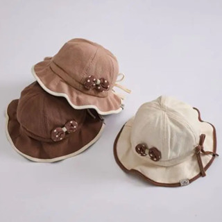 เด็กทารกถังหมวกนุ่มระบายอากาศหมวกชาวประมงนัวเนียโบว์เด็กวัยห…