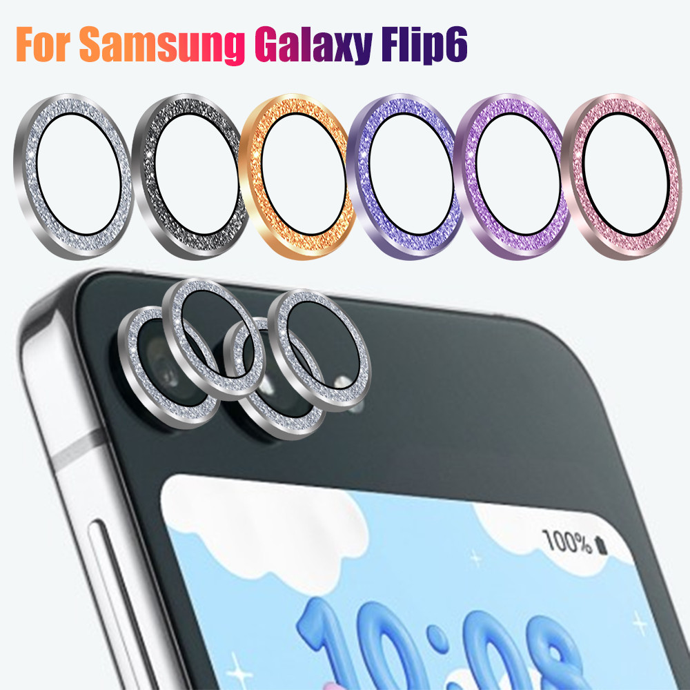2/4 ชิ้น Glitter Bling เลนส์กระจกนิรภัย - เพชรกล้องฟิล์มป้องกันกระจก - สําหรับ Samsung Galaxy Z Flip6 ป้องกัน - เลนส์โลหะแหวนฝาครอบ