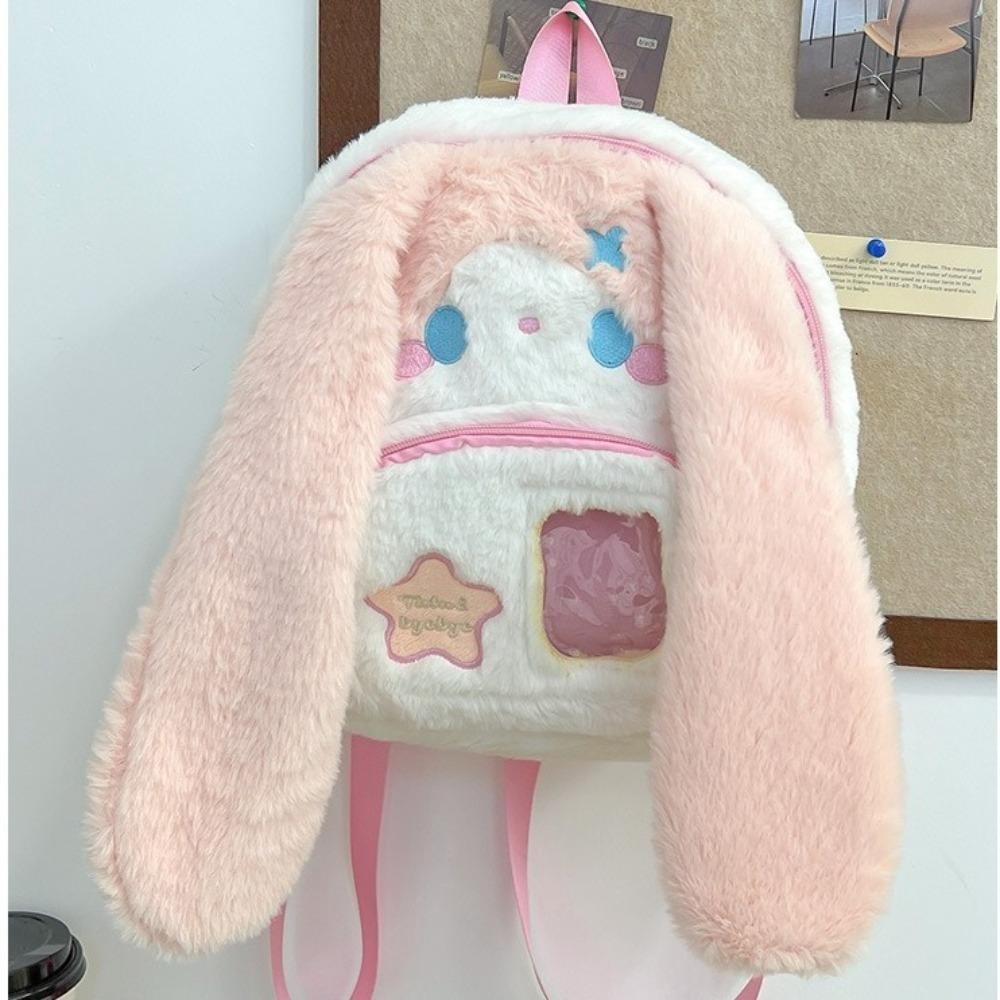 กระเป๋านักเรียน ESTRENAR กระเป๋าสะพายตุ๊กตาหูนุ่ม ลายการ์ตูนกระต่ายสไตล์ญี่ปุ่นน่ารัก กระเป๋าเป้ High School