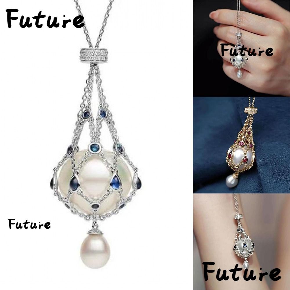 อนาคตมุกพลอย Lavalier จี้,ปรับเปลี่ยนคริสตัลผู้ถือกรงสร้อยคอ,แฟชั่นโลหะของขวัญเครื่องประดับสร้อยคอโซ่ผู้หญิง