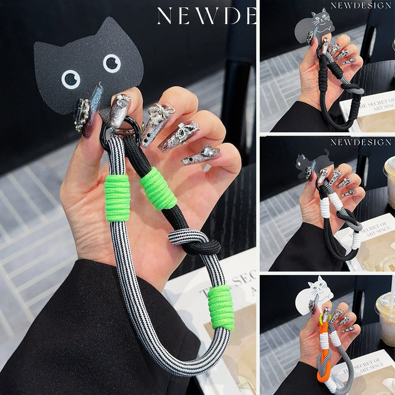 แมวน่ารักโทรศัพท์มือถือเชือกเส้นเล็กแขวนตกแต่งสามารถ Carrieed Twist เชือก Anti-los จี้แฟชั่นข้อมือที่แข็งแกร่งสายรัดสั้น Band