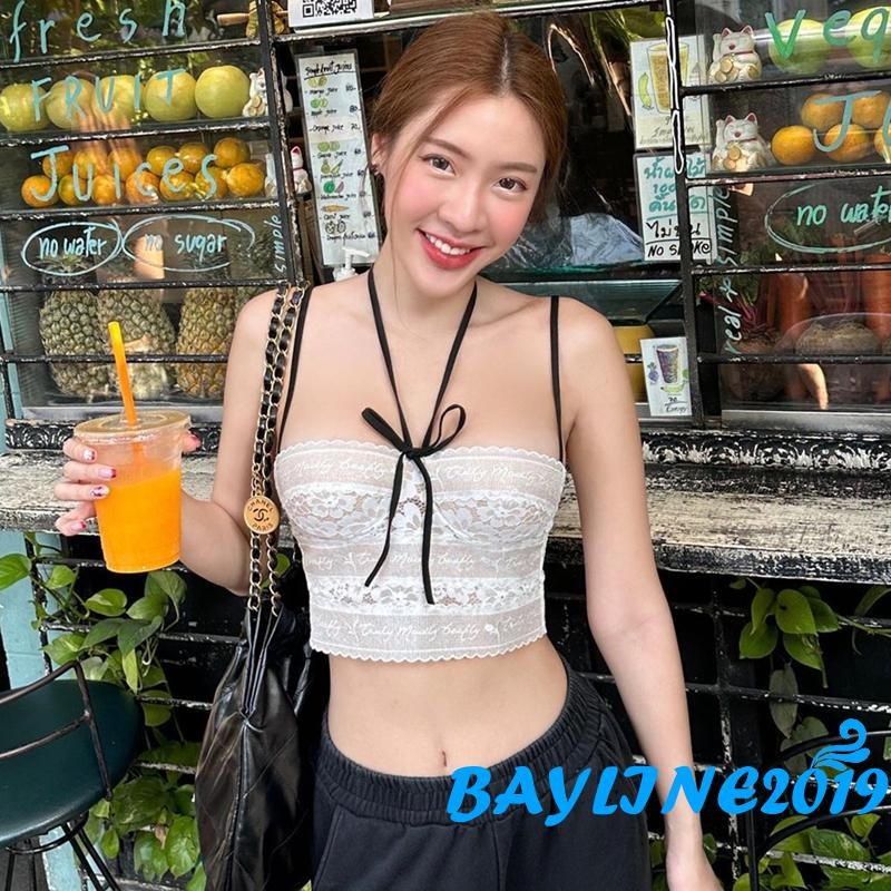 Bay-women tidding Cami เสื้อกล้ามแขนกุดสายสปาเก็ตตี้เสื้อลูกไม้เสื้อฤดูร้อน
