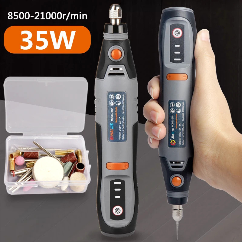 35w USB ไร้สายโรตารีเครื่องมือ Dremel DIY Mini เจาะแกะสลักปากกาไฟฟ้า 3 ความเร็ว Mini Wireless เจาะชุ