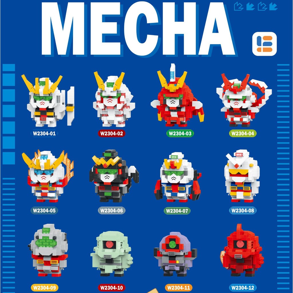 Lele Brothers 2304-05 Gundam Mini Mecha Minifigure Fighting King of Fighters Mini Particle Building Block ของเล่น
