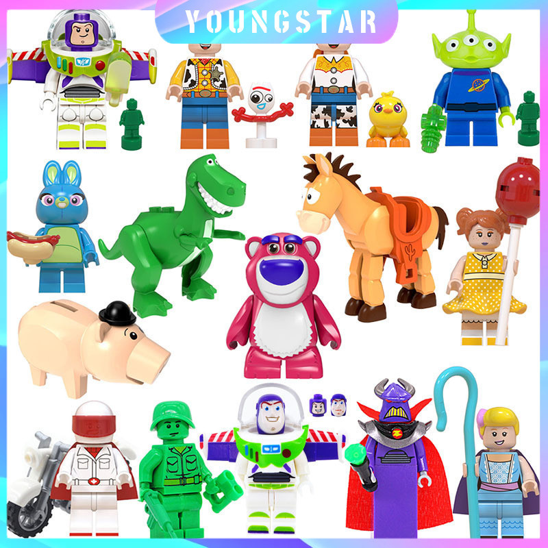 Fyg การ์ตูน Creative Toy Story 4 เด็กประกอบบล็อกตัวต่อ Woody Buzz Lightyear รูปตุ๊กตาของเล่น