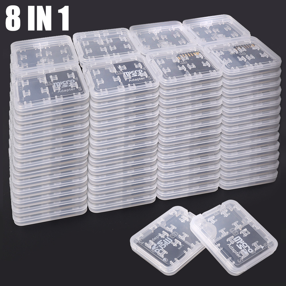 8 in 1 Protector Holder - กระเป๋ากล่องปกป้องการ์ดใส - พลาสติก โปร่งใส แบบพกพา - กล่องเก็บการ์ดหน่วยความจําขนาดเล็กที่ทนทาน - สําหรับ SD SDHC TF MS ซิมการ์ด