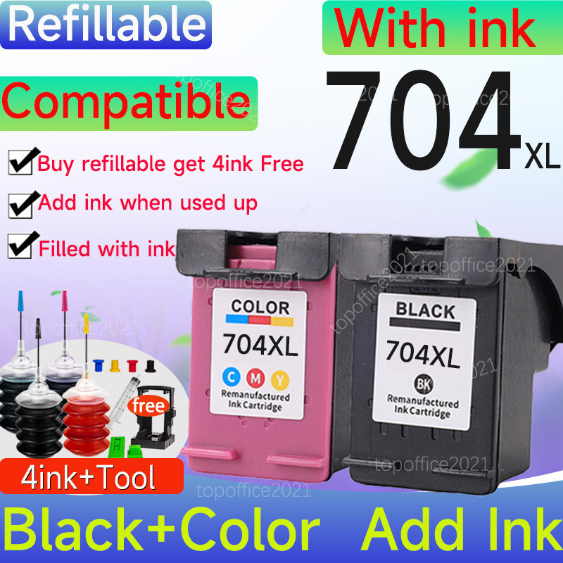 HP 704 หมึก HP 704XL สีดํา HP704XL ตลับหมึกสําหรับ HP K109a K209 F735 D730 510a