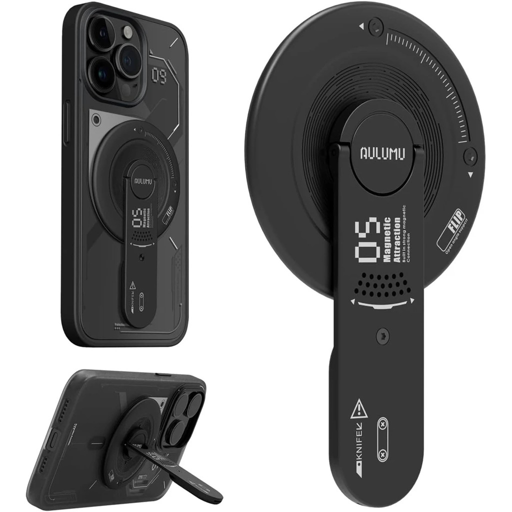 Aulumu G05 4-in-1 Magnetic Phone Stand Grip เข้ากันได้กับ MagSafe ที่ถอดออกได้ 360° ขาตั้งโทรศัพท์แบ