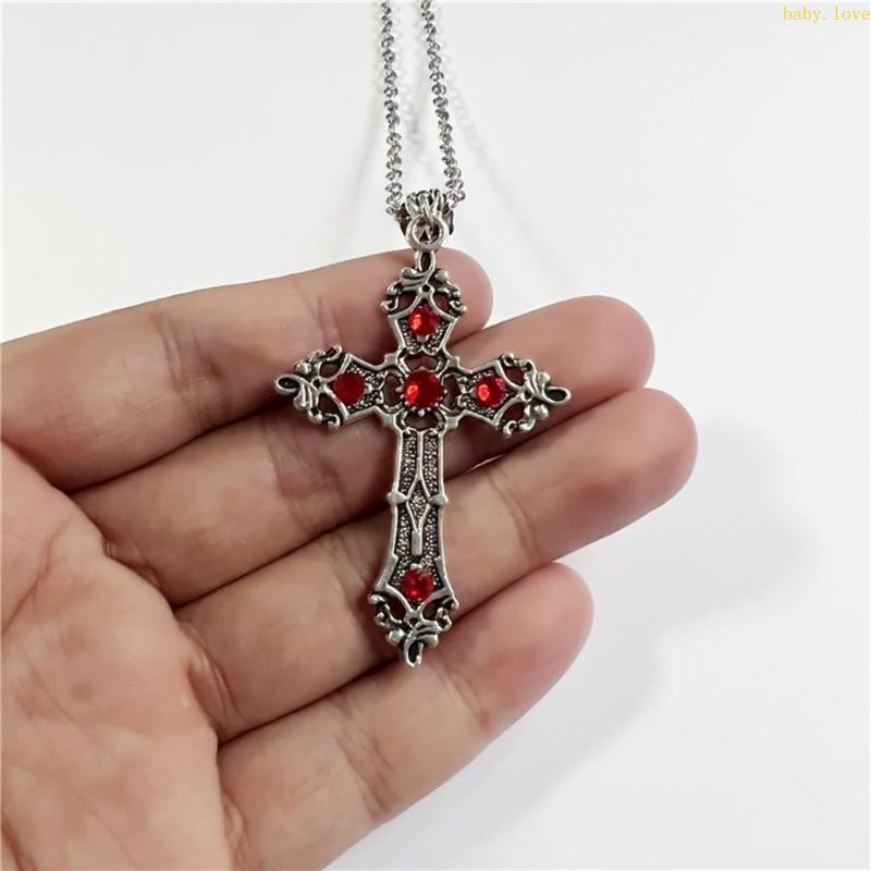 Dasbsug Christian Crystals Cross สร้อยคอ Gothic Party เครื่องประดับจี้สร้อยคอ Unisex
