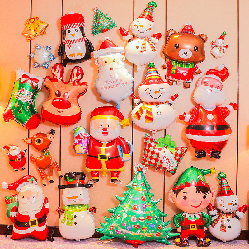 Fashiom Christmas Mini Gingerbread Santa Claus Tree อลูมิเนียมฟอยล์บอลลูน Merry Christmas Party Decor