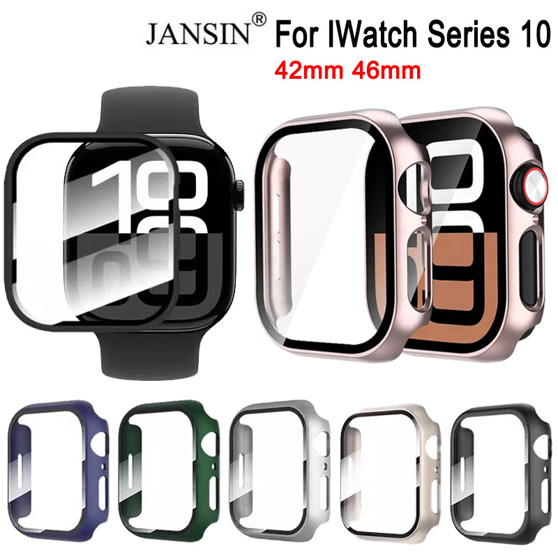 เคส กระจก + เคสสํา IWatch Series 10 42mm 46mm เคส พร้อมฟิล์มกระจกนิรภัย สําหรับ สายนาฬิกาข้อมือ