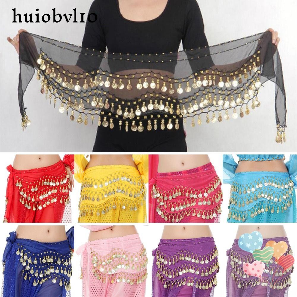 Huiobvl10 เข็มขัดเต้นรําหน้าท้องสําหรับประเทศไทย/อินเดีย/Arab Sequins Tassels Dancer กระโปรง
