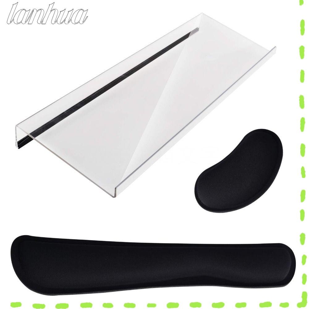 Lanhua ชุดที่วางคีย์บอร์ด อะคริลิคใส กันลื่น ออกแบบตามสรีรศาสตร์ สีดํา สําหรับสํานักงาน