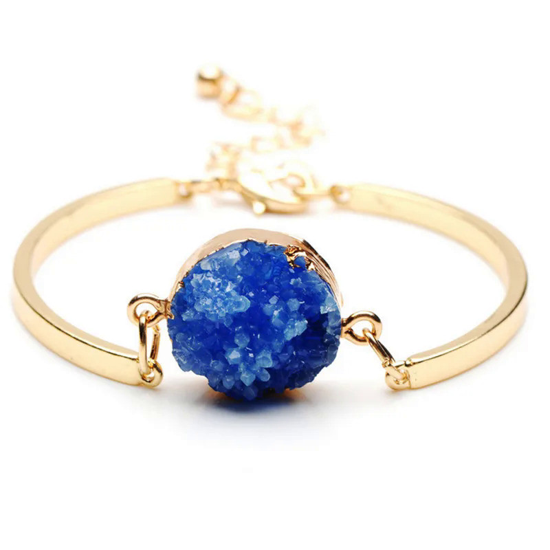 5 Color Druzy Resin Stone Bracelet For Women Charm Party Gold Color Bracelets Bangles Bijoux Pulseir
