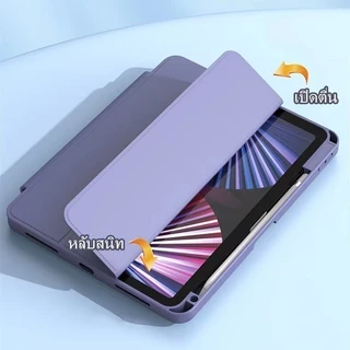 Triple fold เคสไอเเพด ฟังก์ชั่นการหมุน 360° ผู้ถือปากกาด้านขวา for gen10 gen7 gen8 gen9 10.2 Air4 air5 10.9 Air6 11 นิ้ว" Pro11 10th Air3 Pro10.5 สีน้ำเงิน เคสสำหรับ ไอแพด