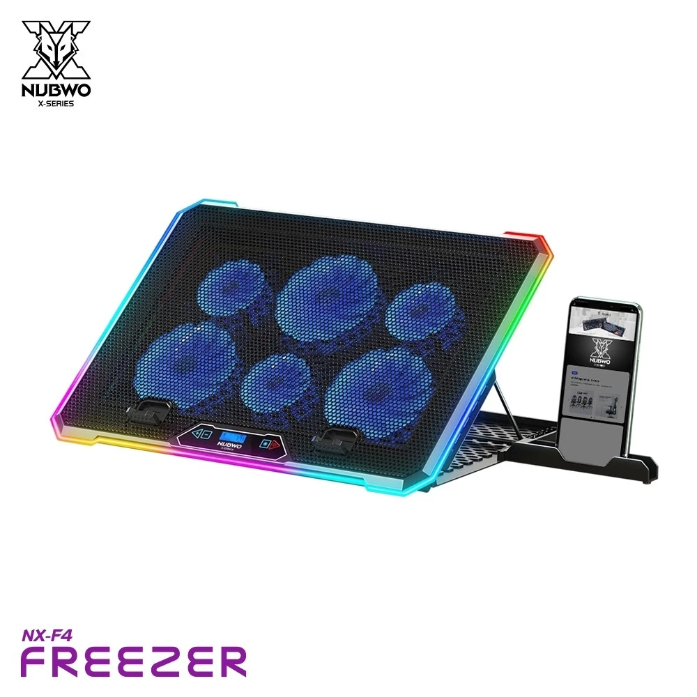 Nubwo COOLER PAD พัดลมระบายอากาศ FREEZER RGB พัดลม 6 ตัว Notebook ขนาด12-17นิ้ว รุ่น NX-F4