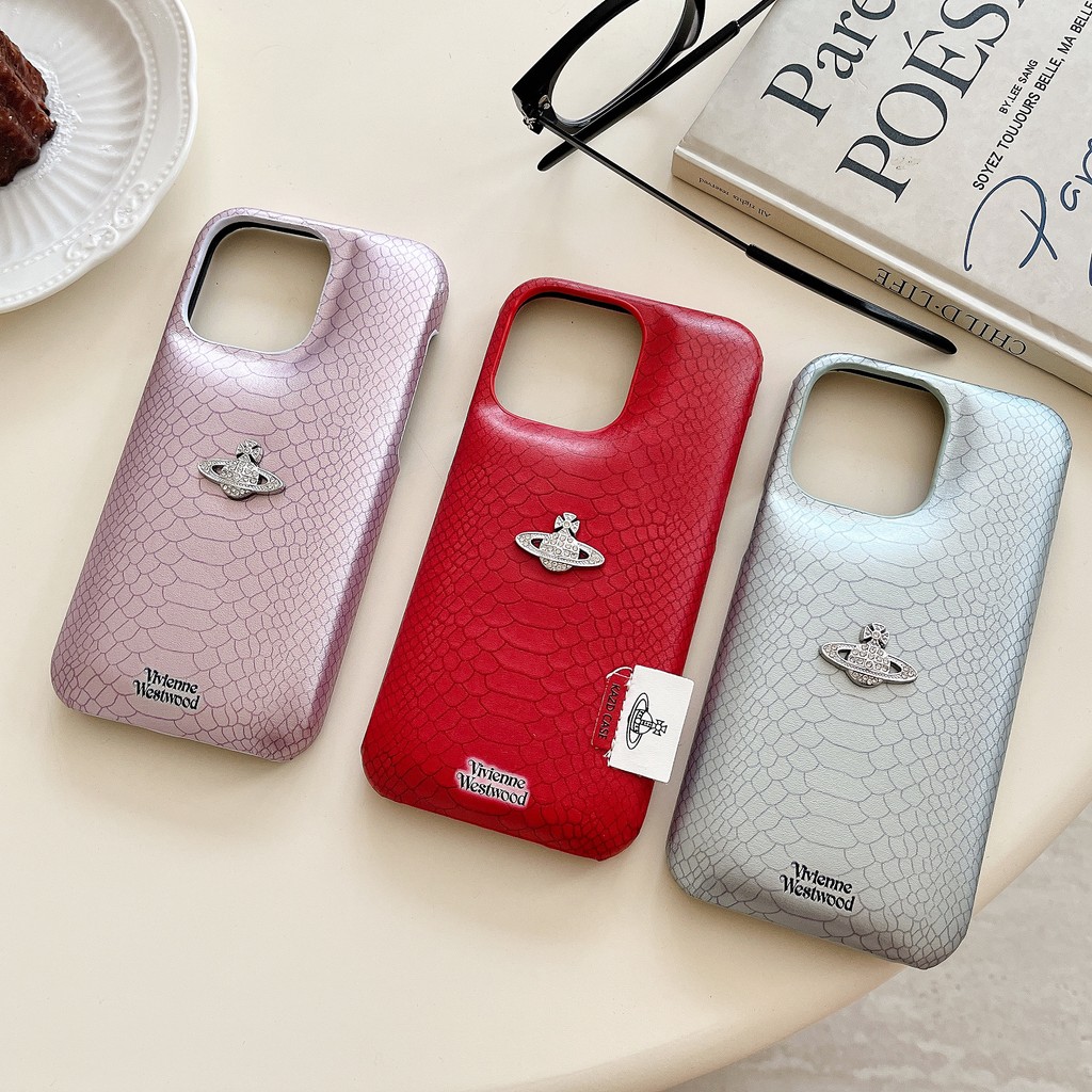 แฟชั่นหนัง Vivienne Westwood สําหรับ 16 15 Pro Max เคส iPhone 14pro 12promax 13 14pro 12 Drop Resistance คุณภาพสูงกรณี