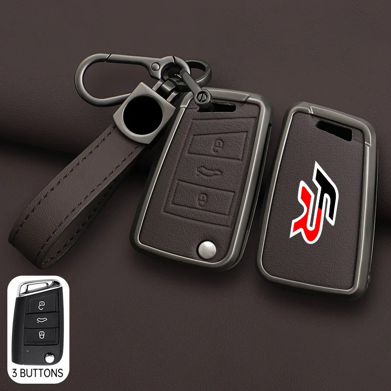 Zinc Alloy Leather Car Key Case Cover Key Bag Shell Holder Full Protection For SEAT FR Ateca Leon FR