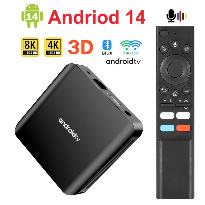 TV98 ATV PLUS TV Box Set Top Quad Core Android 14 UHD 8K H313 4G 5G dual WiFi BT 5.0รองรับ Voice TV 