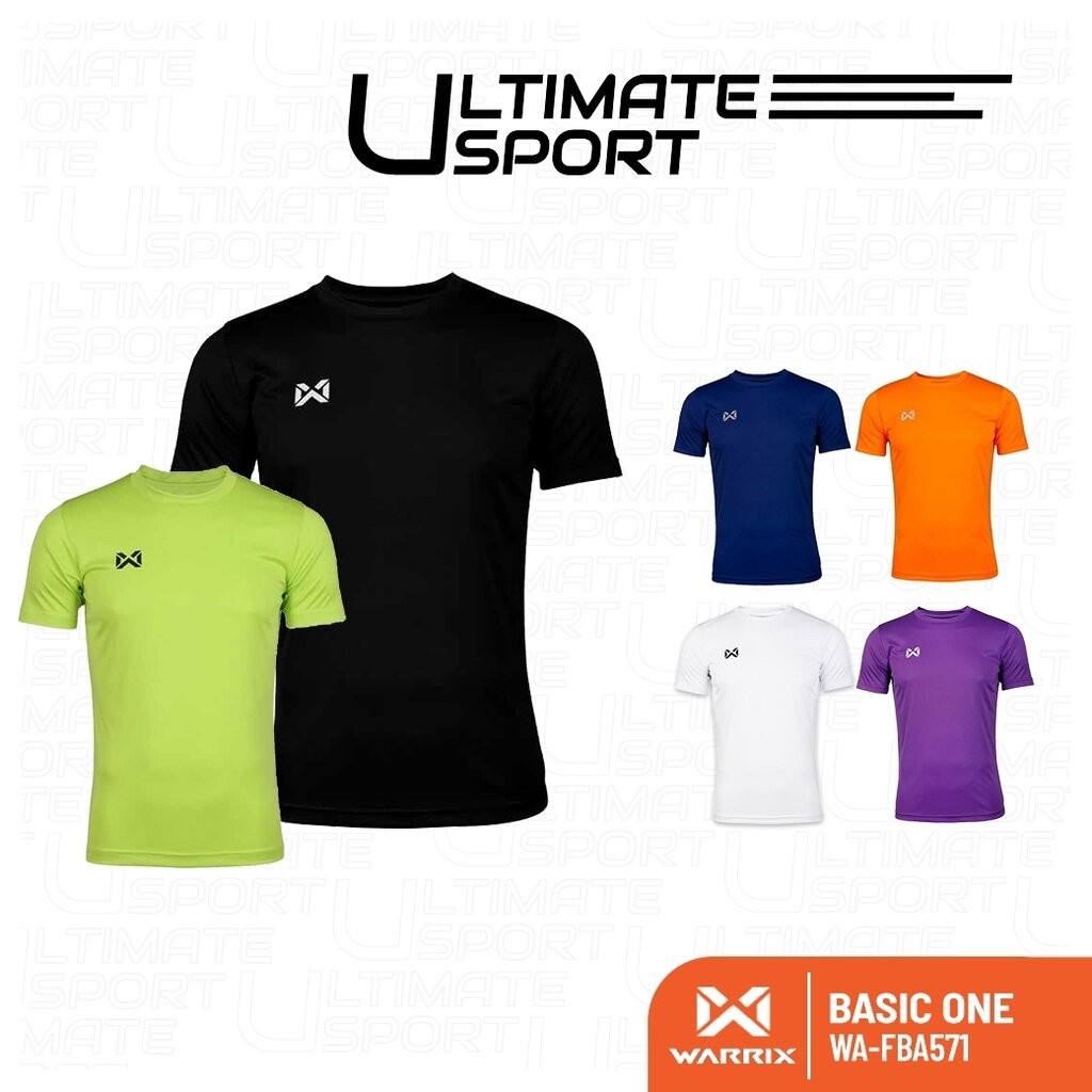 WARRIX เสื้อฟุตบอล เสื้อกีฬา เสื้อคอกลมสีล้วนรุ่น Basic One (WA-FBA071, FBA571) สีดำ/กรมท่า/เขียวสะท