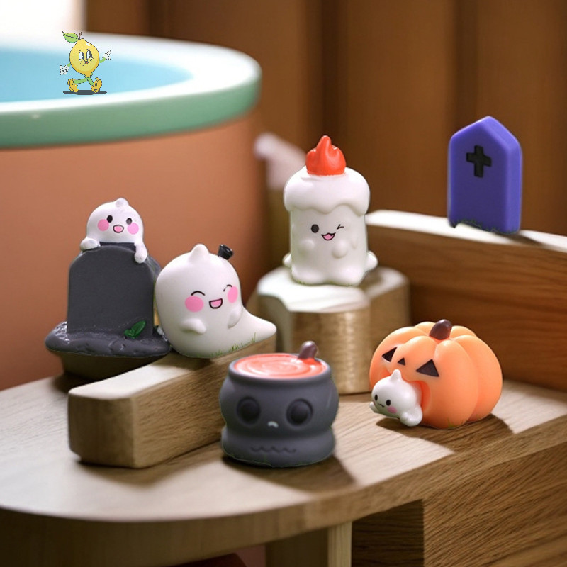 [mozh] Mini Ghost Tombstone ฟักทองเรซิ่นเครื่องประดับ Micro ภูมิทัศน์ตกแต่งปาร์ตี้ฮาโลวีน DIY อุปกรณ์เสริมรถบ้านเด็กของขวัญ [TH]