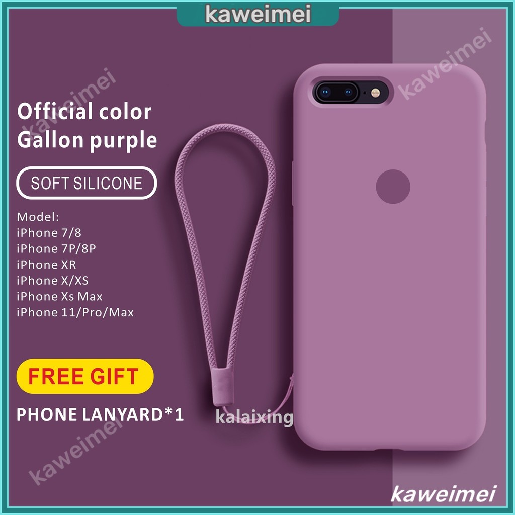 สําหรับ iPhone 7 Plus 8 Plus 7+ 8+ 11 Pro Max X Xs Max XR ชั้นกํามะหยี่ ด้านใน พร้อมสายคล้อง ฟรี ซิลิโคน เคสนิ่ม