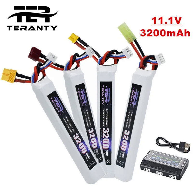 TERANTY 11.1V 3200mAh Lipo Battery for Water Gun 3S battery for Mini Airsoft BB Air Pistol Electric 