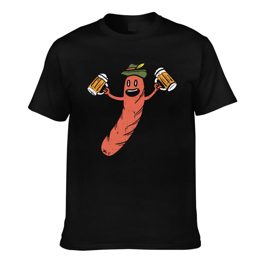 Wurst Sausage Oktoberfest ตลกเยอรมันเทศกาลคุณภาพสูงผู้ชายเสื้อยืด