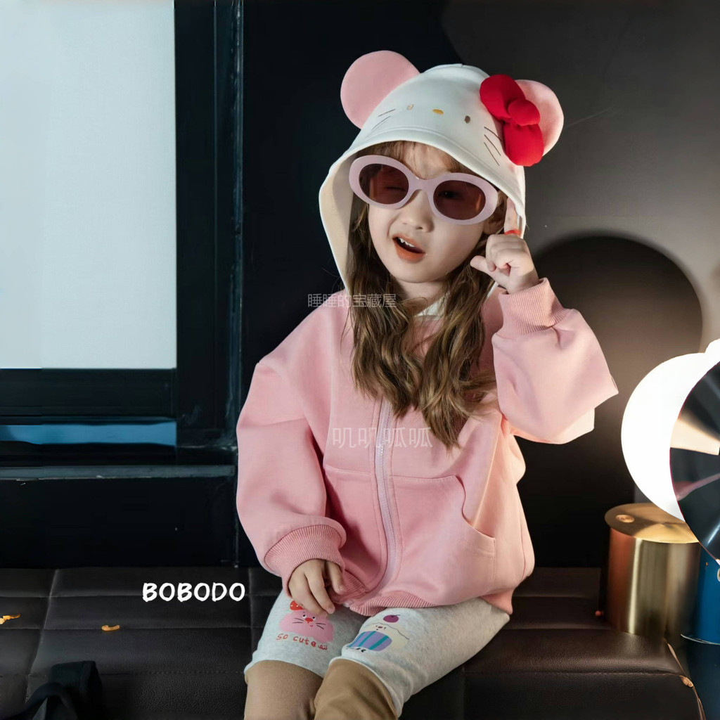 [Aurinko Kids]เสื้อกันหนาวฮู้ดเด็ก pink ลายการ์ตูน สี แขนยาว กำมะหยี่ ด้านในผ้าสำลี แบบมีหมวก ผ้าเนื้อดี นุ่ม กันลม กันแดด กันหนาว สินค้าในไทย