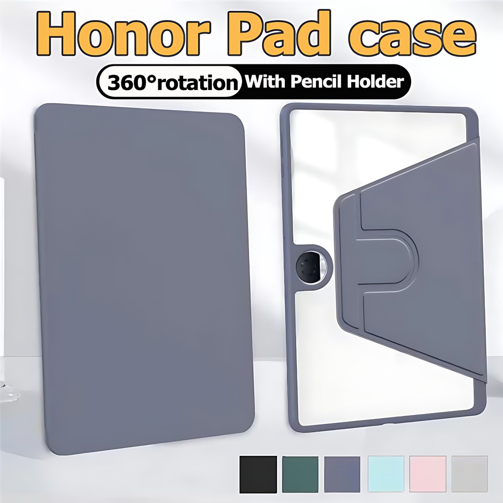 360°หมุนได้สำหรับ Honor Pad 9 ออเนอร์ แพด 8 Honor Pad V8Pro ออเนอร์ V6 แข็งแบบใสอะคริลิคพับฝาเป็นฐานฝาครอบป้องกัน ออเนอร์ แพด 9 เคส Honor