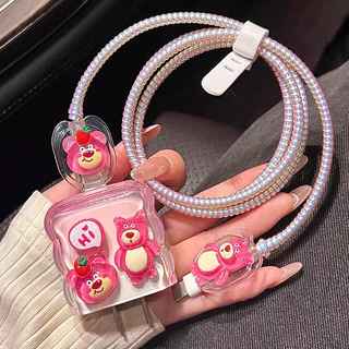 5In1 น่ารัก 3D รูปแบบการ์ตูน Charger และสายชาร์จชุดป้องกันสําหรับ Iphone Power Adapter 18W/20W -CY