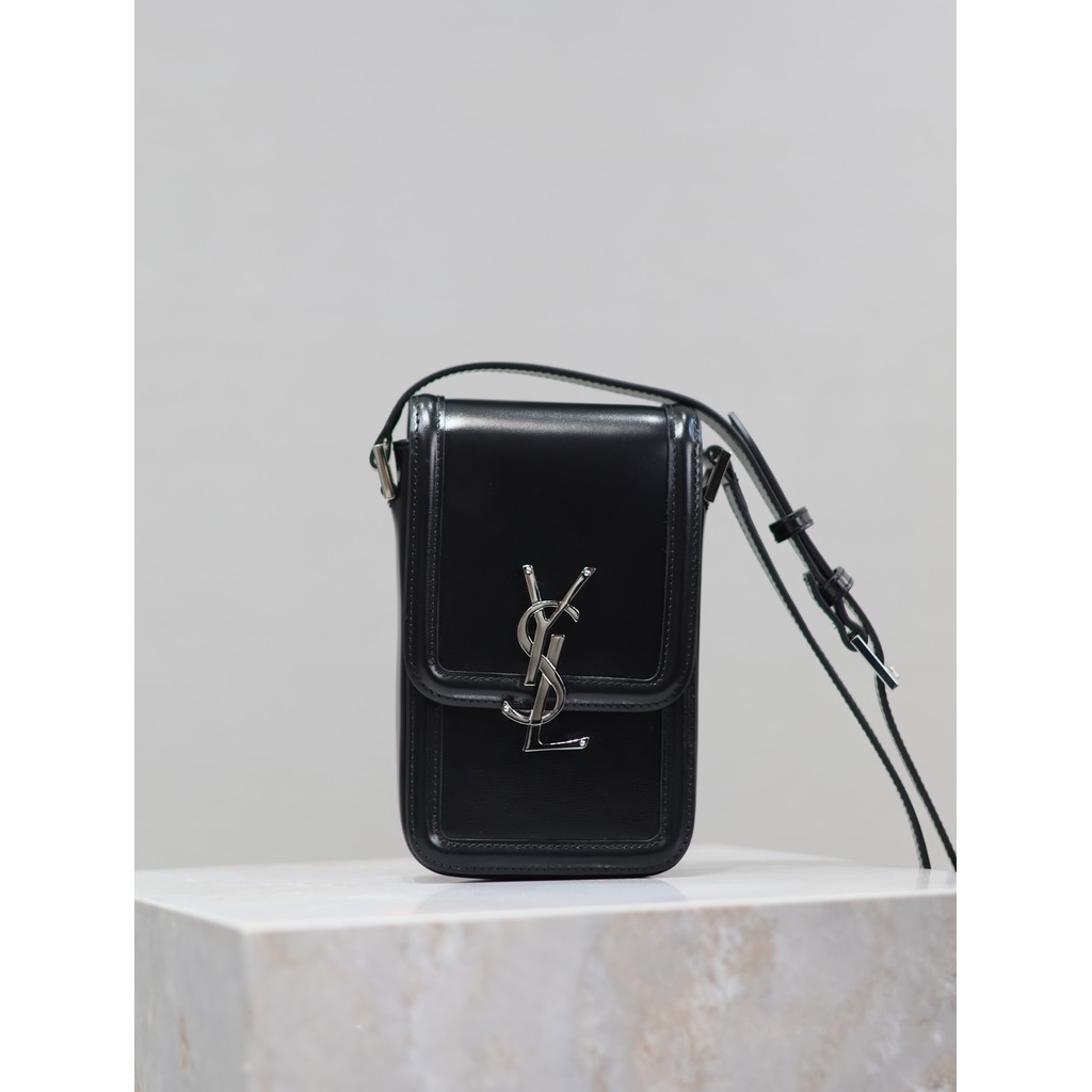 YSL & sll0015กระเป๋าใส่โทรศัพท์มือถือผู้ชายแบบเรียบง่ายเท่ๆ, กระเป๋าหนังผู้ชายแบบลำลองขนาด18 × 11 × 