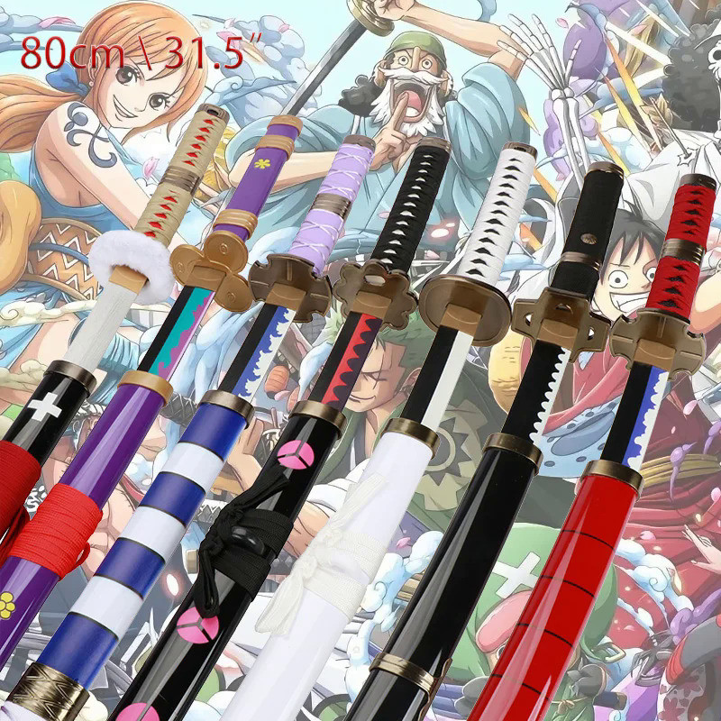 80Cm/31.5" Zoro Katana Anime Sword 1:1 Original Toy Sword Demon Slayer Katana Wooden Sword Cosplay W