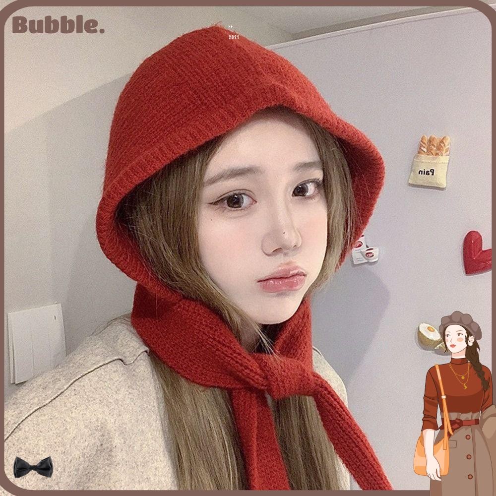 ฟอง หมวกถัก,หมวกคลุมศีรษะหนากันหนาว,หมวกคลุมระเบิดแฟชั่นที่อบอุ่นน่ารักสําหรับผู้หญิง