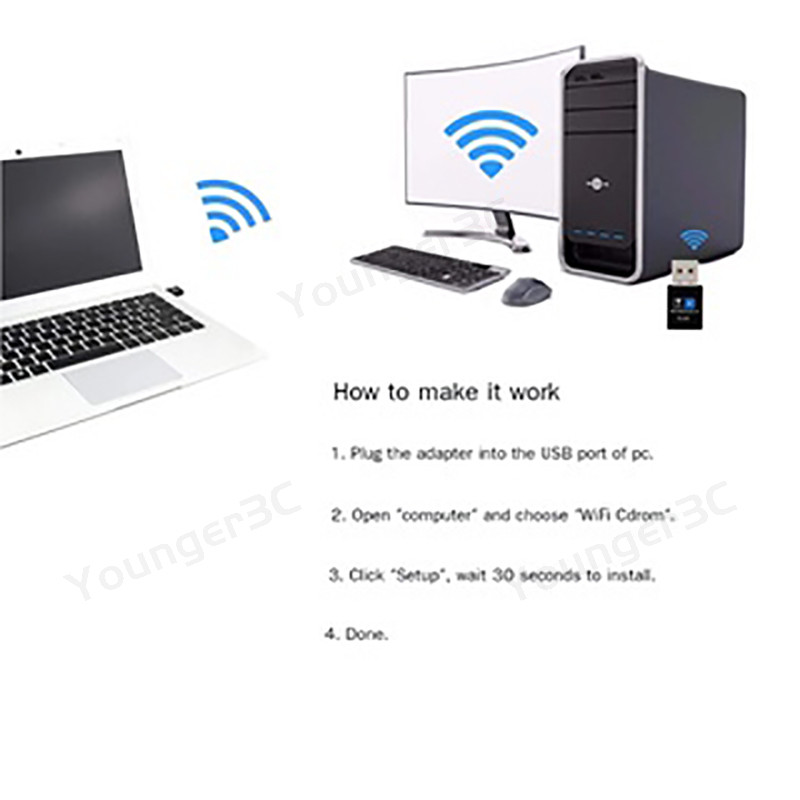 2 In 1 150Mbps ไดร์เวอร์ฟรี USB WiFi Dongle บลูทูธ, อะแดปเตอร์บลูทูธไร้สาย 2.4G, คอมพิวเตอร์เดสก์ท็อปตัวรับสัญญาณ WiFi, การ์ดเครือข่ายไร้สาย USB