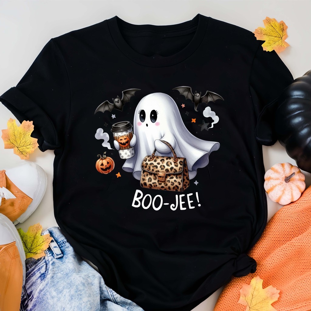 (จัดส่งตลอด 24 ชั่วโมง)Woo Right เสื้อยืดลําลอง คอกลม แขนสั้น พิมพ์ลาย Happy Halloween ทรงหลวม5