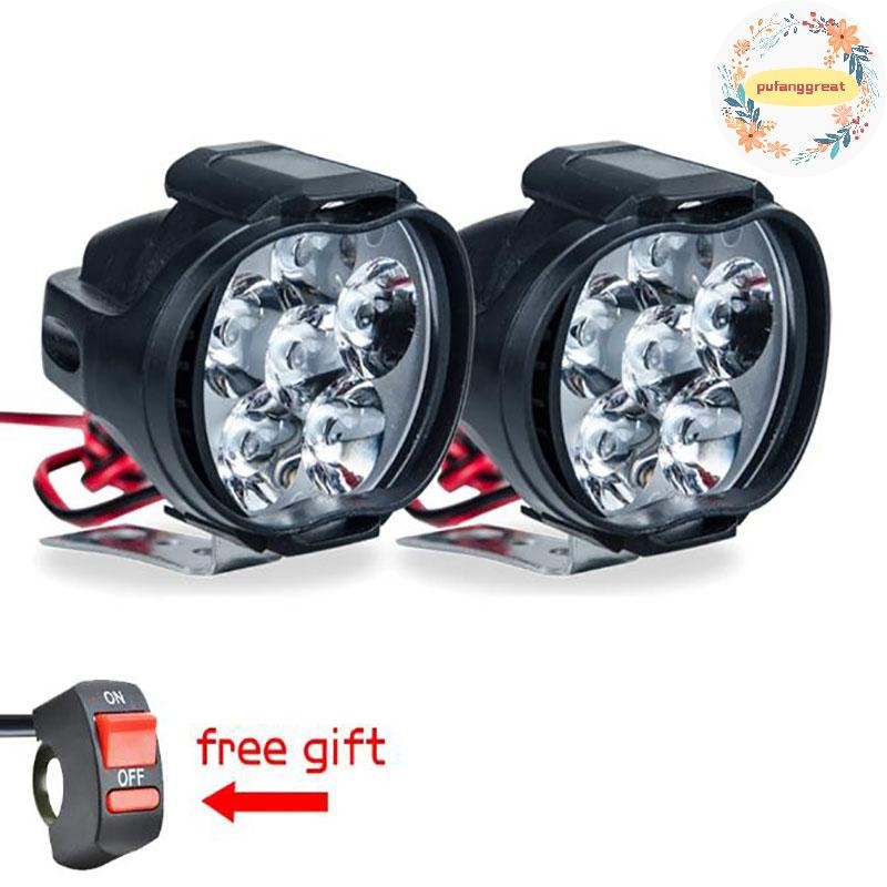 Pufanggreat 1 LED ไฟหน้ารถจักรยานยนต์สีขาว Super Bright 6 LED Work Spotlight TH